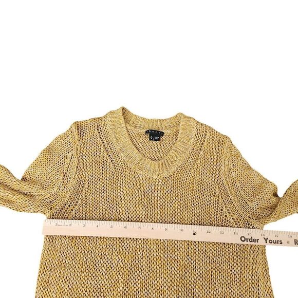 Theory Sweater Womens Small Yellow Linen Adoncia Astra Knit Mesh Open Back - Picture 8 of 9